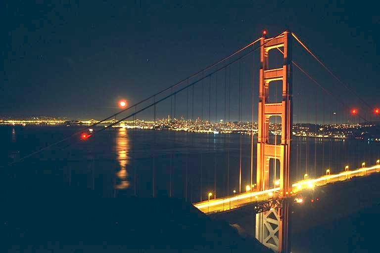 golden gate bridge at night. Golden Gate Bridge at night.